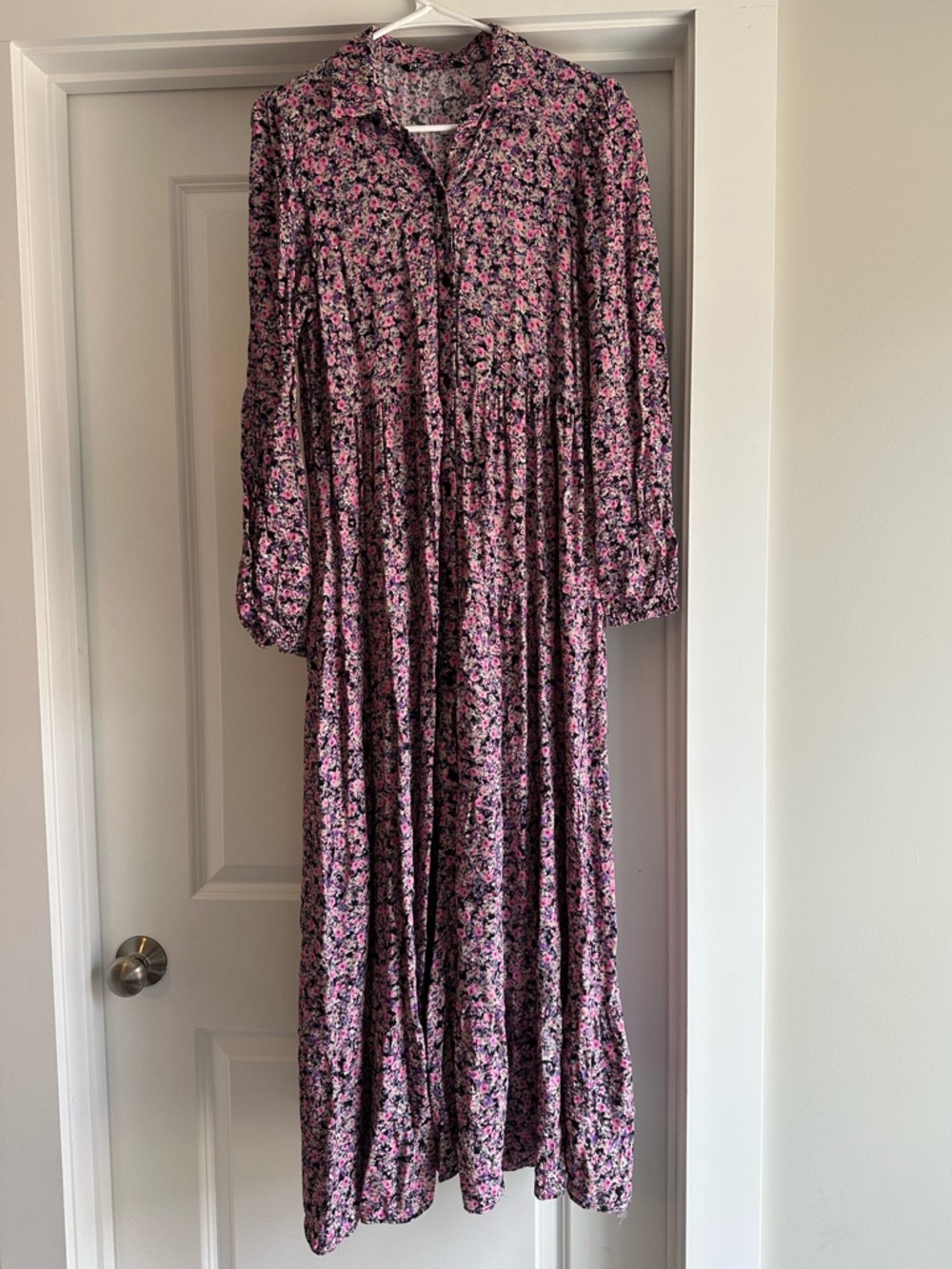 Zara Pink and Black Floral Maxi Dress
